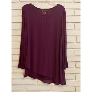 Chicos‎ 1 Top Womens  Purple Long Sleeve Layered Asymmetrical Hem Size Medium